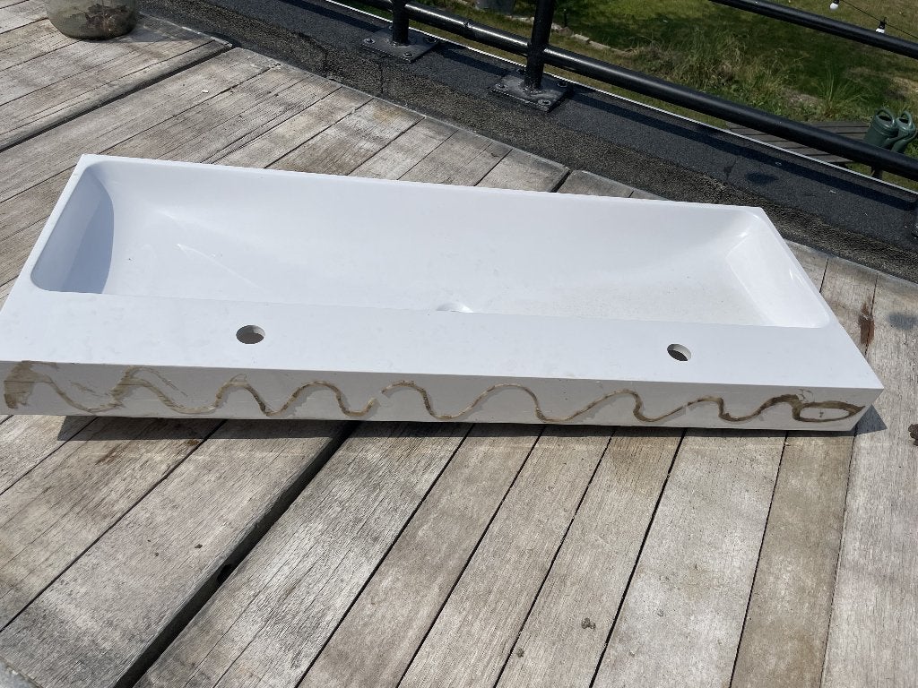 dubbele wastafel, Huis en Inrichting, Badkamer | Badkamermeubels, Ophalen, Minder dan 50 cm, 100 tot 150 cm, Zo goed als nieuw