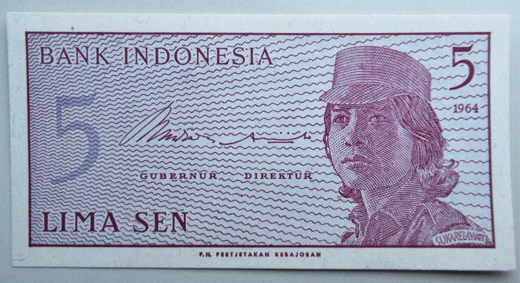 Indonesië 5 sen 1964 replacement note prefix x, Verzenden, Zuidoost-Azië
