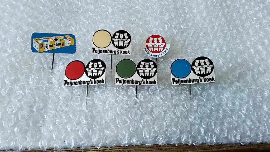 6 verschillende speldjes peijnenburg's koek, Ophalen of Verzenden, Zo goed als nieuw, Overige onderwerpen