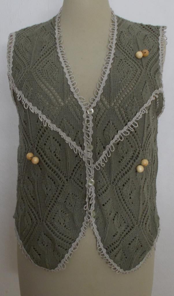Crochet/knitwear groen gilet/top! L, Kleding | Dames, Tops, Zo goed als nieuw, Maat 42/44 (L), Groen, Zonder mouw, Verzenden