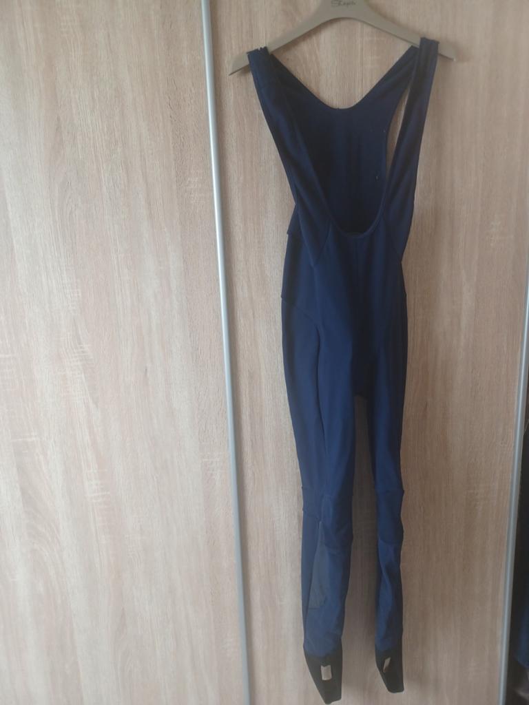 Donkerblauwe fietsbroek met bretels maat M vrouwen, Ophalen of Verzenden