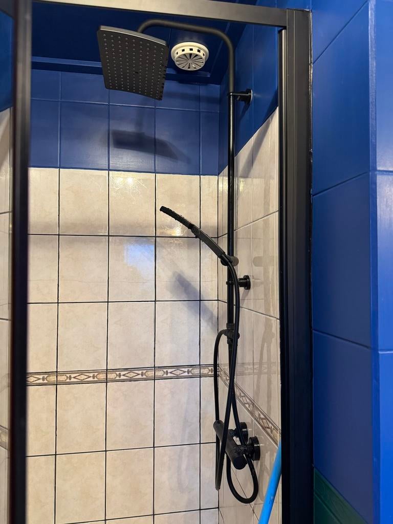 LIVARNO home Regendoucheset met Thermostaatkraan Zwart, Ophalen, Gebruikt, Chroom, Douche