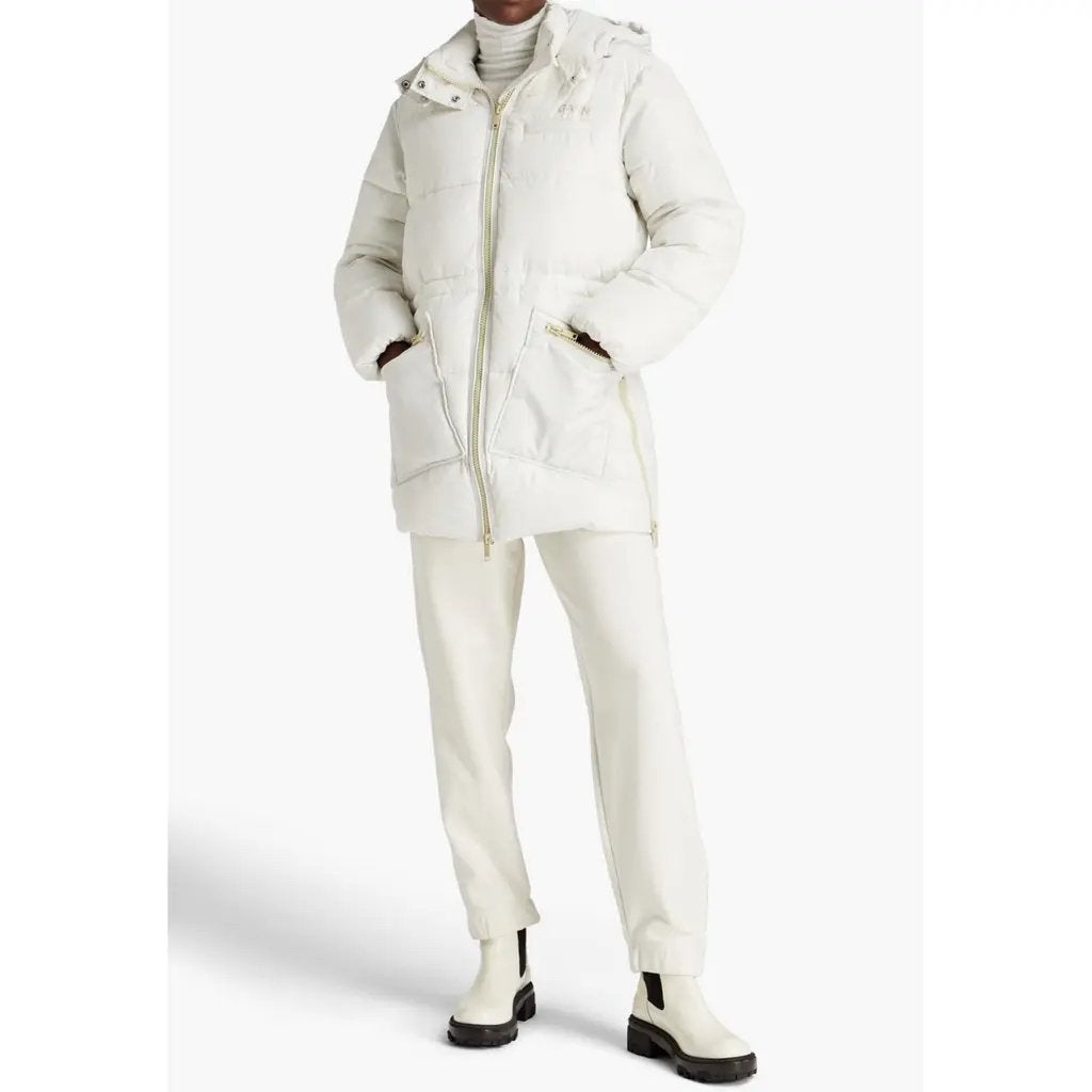 Ganni Winterjas Dames - Crème Witte Puffer Jas, Ophalen of Verzenden, Gedragen, Maat 46/48 (XL) of groter, Wit