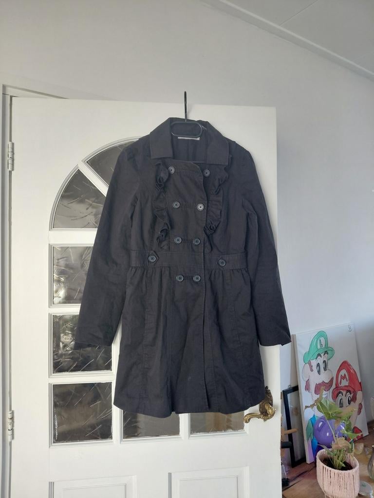 Zwarte lange jas trenchcoat 38, Kleding | Dames, Maat 38/40 (M), Zwart, 3 Suisses, Ophalen of Verzenden