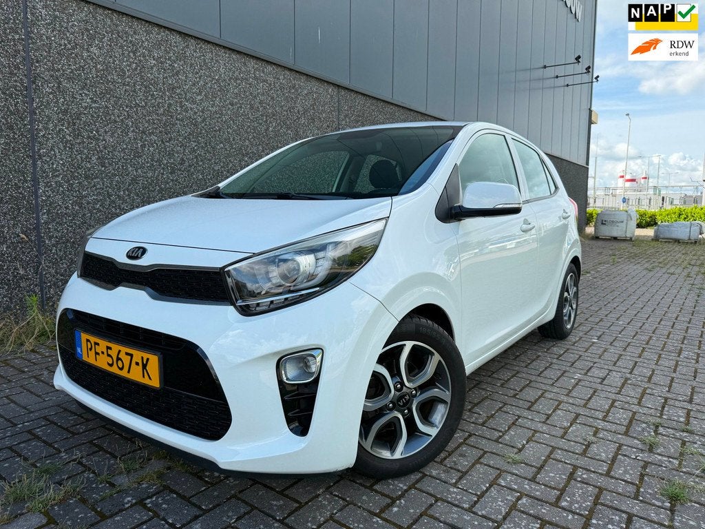 Kia Picanto 1.0 CVVT First Edition/Dealer onderh/Full Option, Auto's, Kia, Voorwielaandrijving, Stof, Gebruikt, Wit