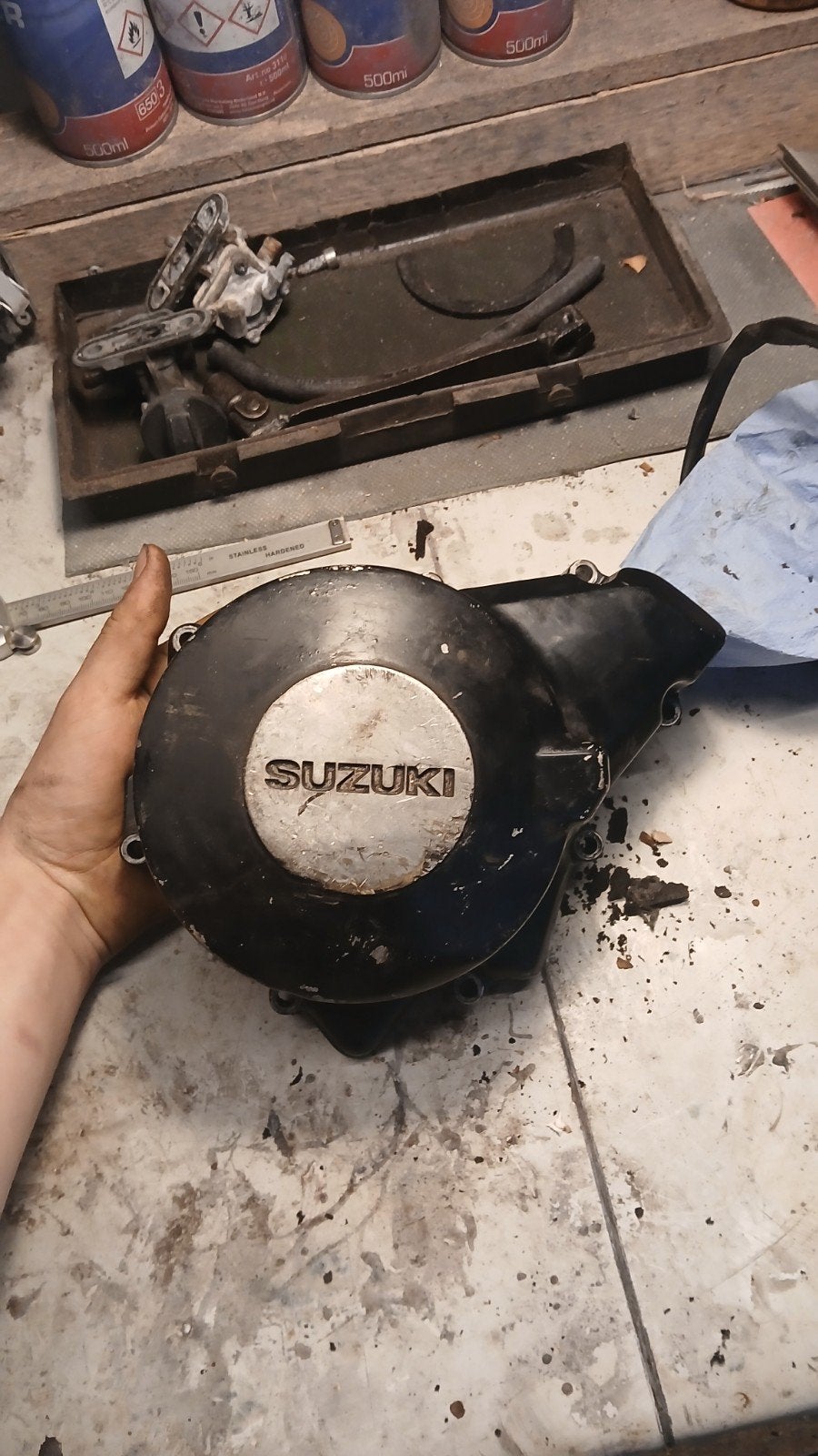 Zijdeksel / side cover Suzuki GS500 (met spoelen), Ophalen of Verzenden, Gebruikt