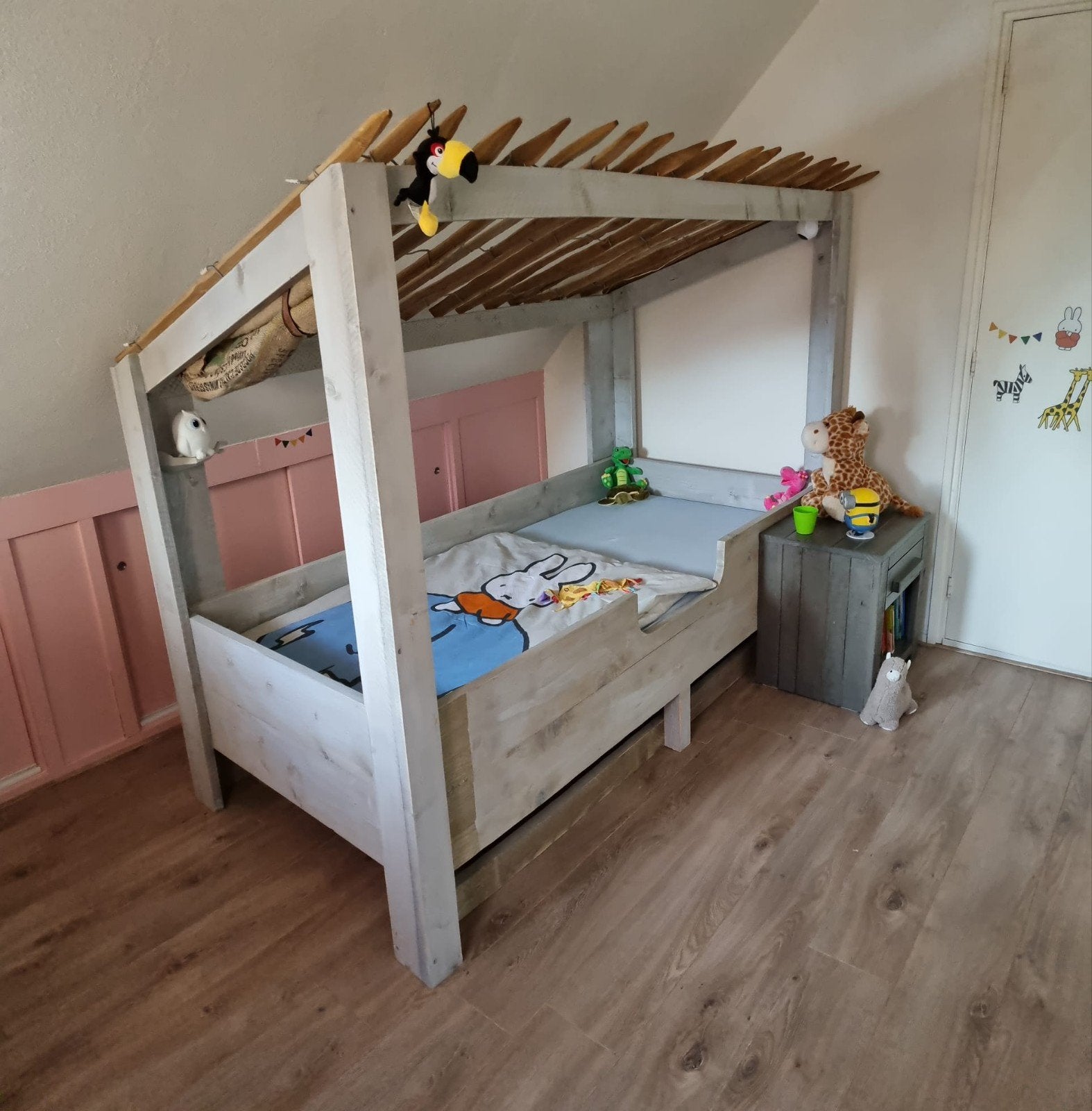 Steigerhouten kinderbed Van Londen Jayden, Ophalen, 90 cm, Eenpersoons, Steigerhout