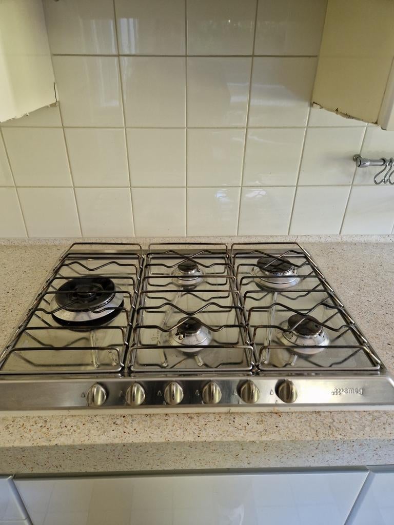 Smeg gasfornuis 5 pits - RVS inbouw kookplaat, Ophalen, Gebruikt, Inbouw, Gas