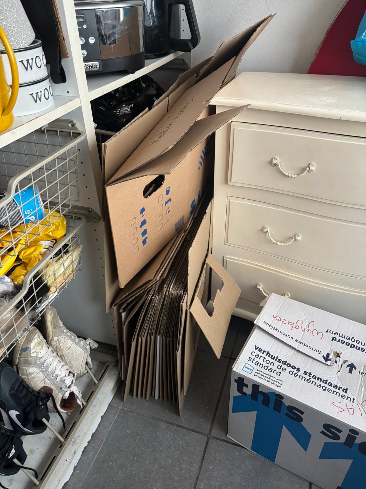 20 gebruikte verhuisdozen, Doe-het-zelf en Verbouw, Kratten en Dozen, Ophalen, 50 tot 75 cm, Minder dan 40 cm, 35 tot 50 cm