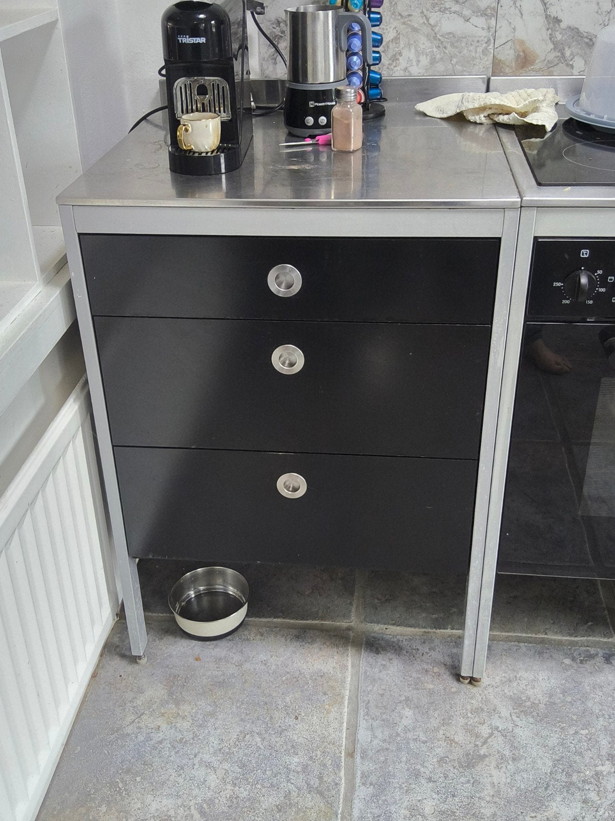 IKEA Keuken Laden Unit met RVS Werkblad en Verstelbare Poten, Huis en Inrichting, Ophalen