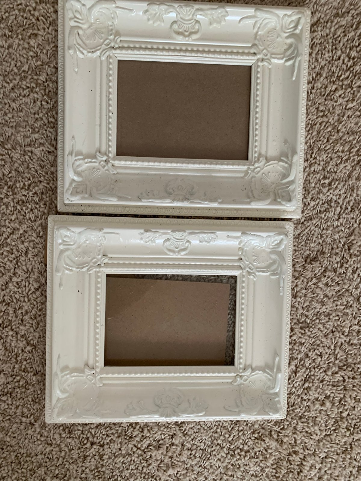 Set van 2 Barok Fotolijsten - Wit, Gebruikt, Ophalen, Kunststof, Gebruikt, Met sierrand