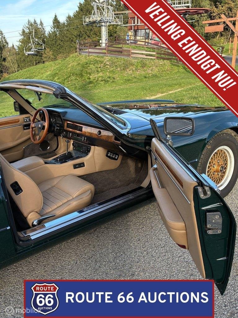 Jaguar XJS V12 Cabriolet | 1989 | Route 66 Auctions, Auto's, Overige carrosserieën, Zwart, Bedrijf, Handgeschakeld