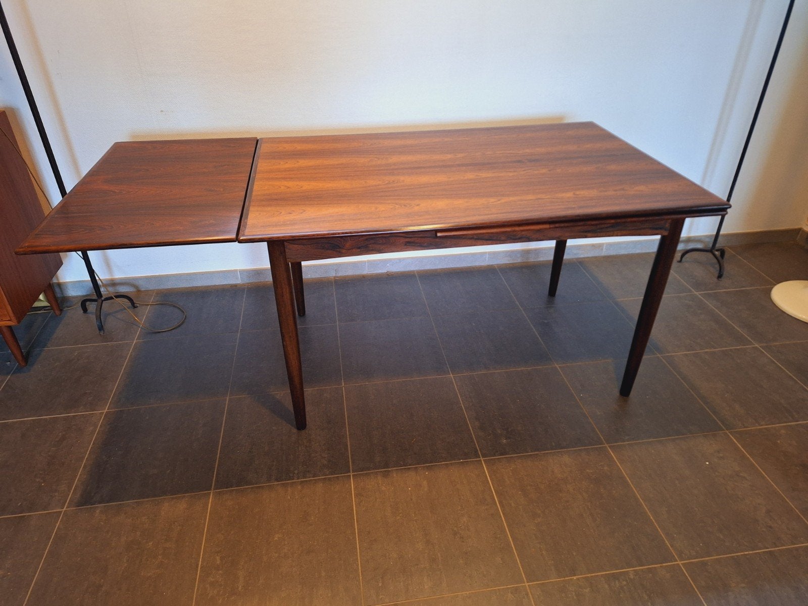 Vintage palissanderhouten eettafel Denemarken midcentury, Huis en Inrichting, Tafels | Eettafels, Ophalen, 200 cm of meer, 50 tot 100 cm