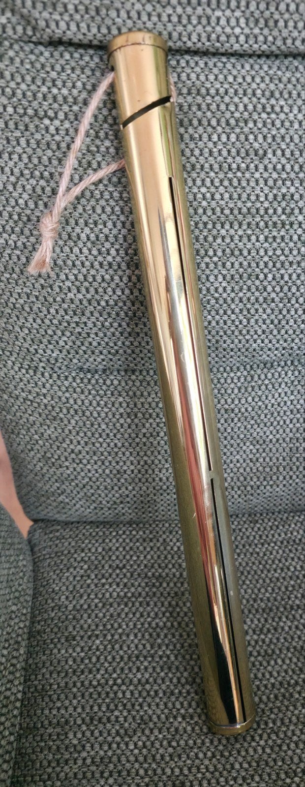 Vintage messing piekpijp / gulden spaarbuis/spaarbuis, Ophalen of Verzenden, Gebruikt, Overige materialen, Overige thema's