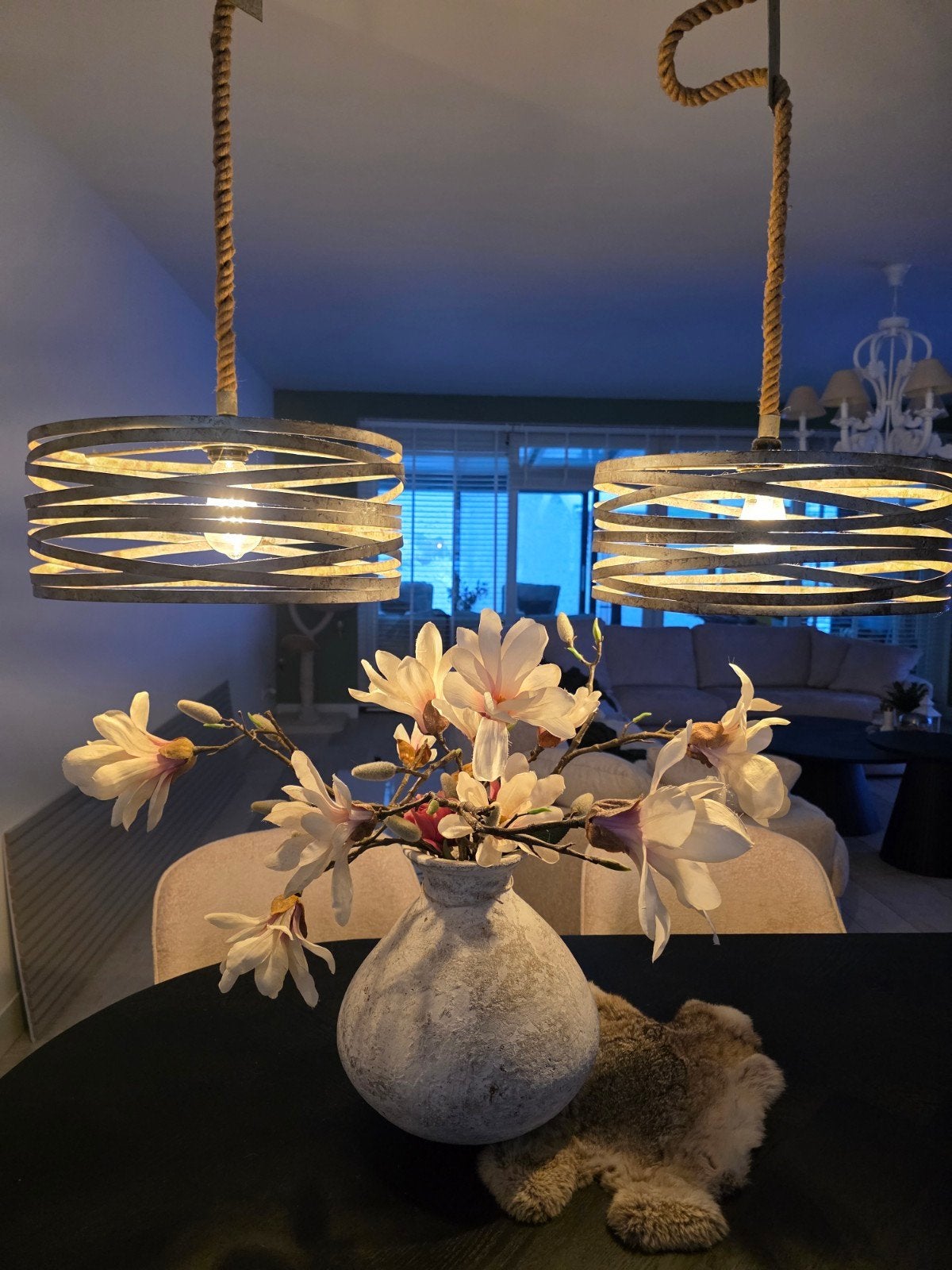 Industriële hanglamp met stalen kappen, Ophalen, 75 cm of meer
