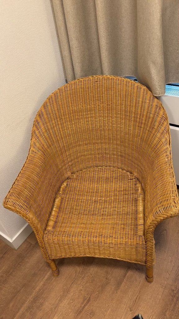 2 Rieten fauteuil rotan, Huis en Inrichting, Ophalen, Zo goed als nieuw, 50 tot 75 cm, Riet of Rotan