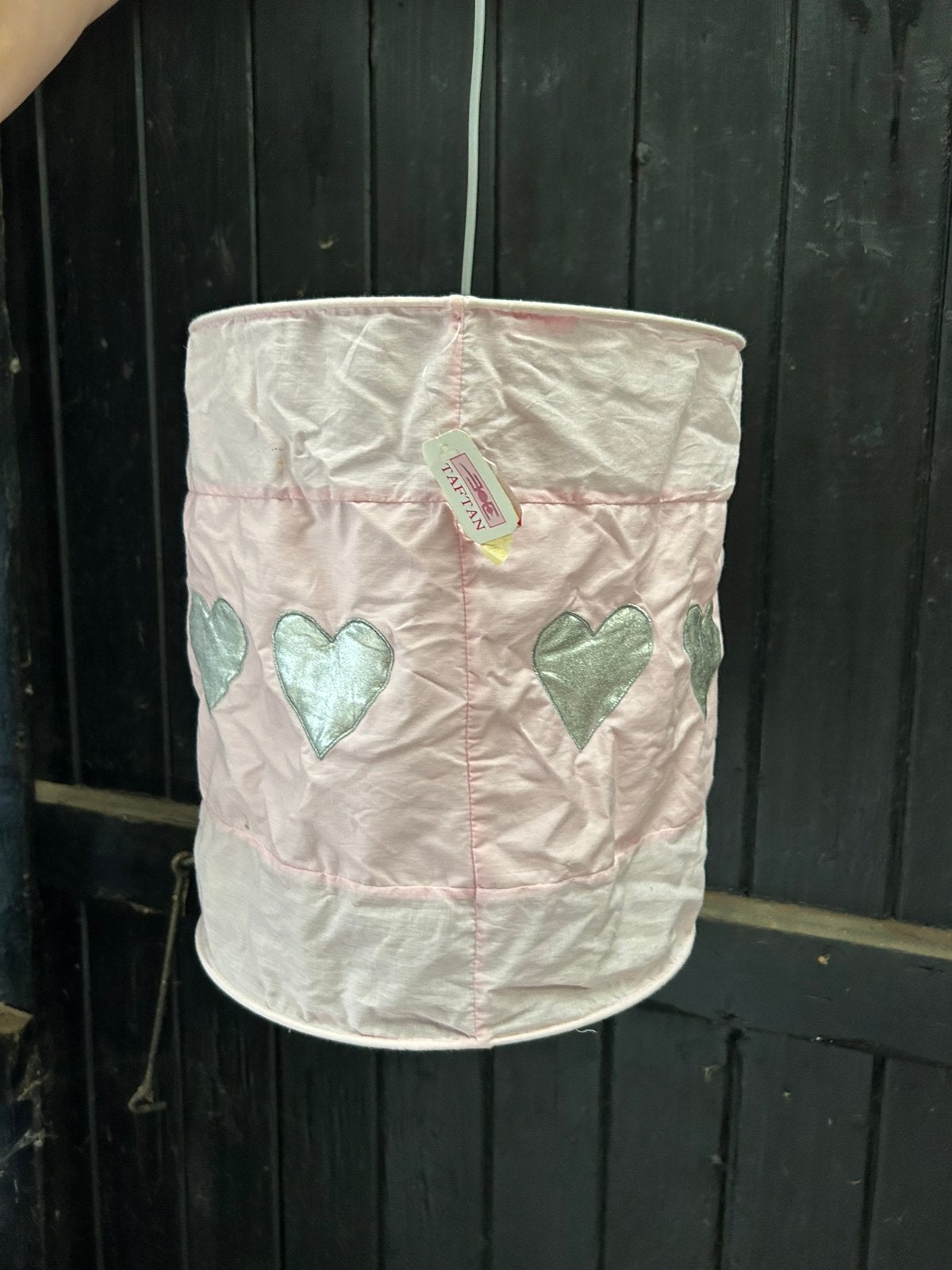 Hanglamp Hartjes Taftan Roze, Verzenden, Wit, Rond, Zo goed als nieuw