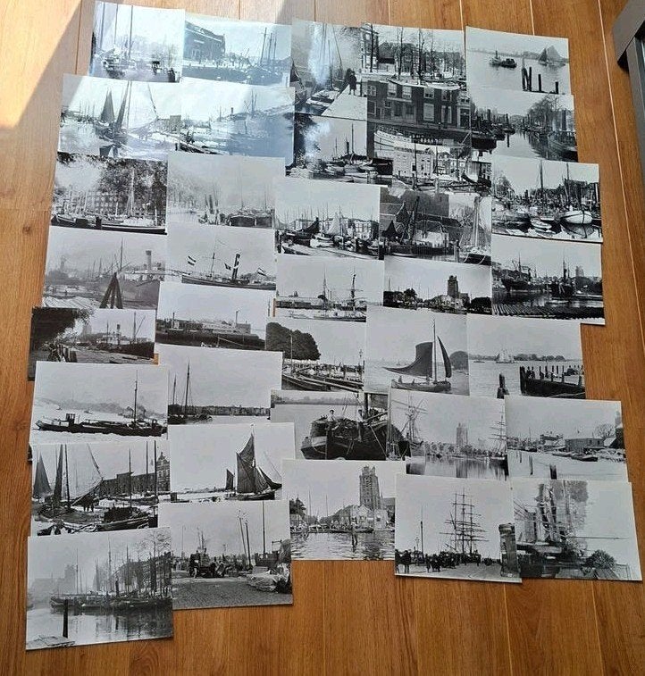 fotoverzameling-38x-grootformaat-schip-haven-boot-stoomschip, Ophalen of Verzenden, Voor 1940, Overige onderwerpen, Foto