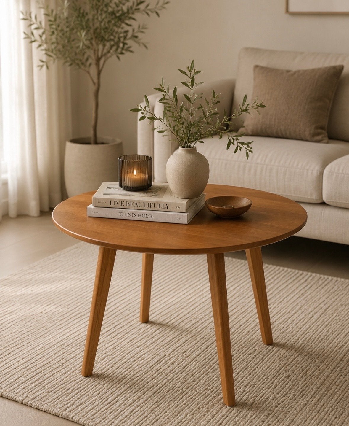 Nieuwe ronde salontafel van hout - 57 x 40,5 cm, Ophalen, Minder dan 50 cm, 50 tot 100 cm, Rond