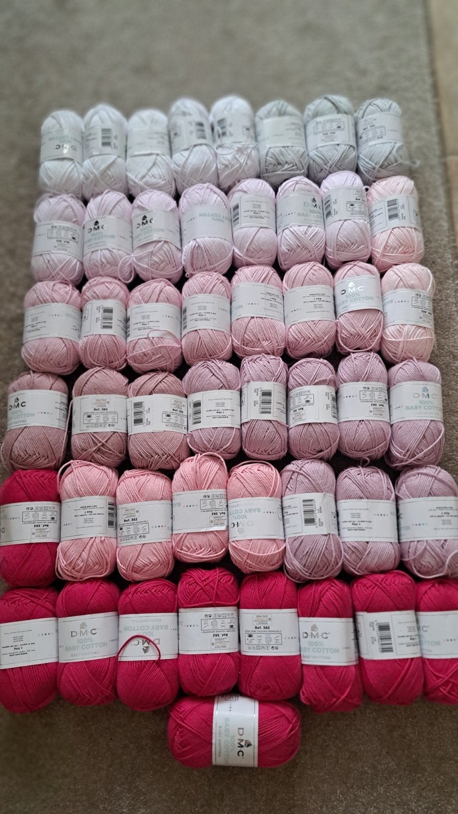 DMC Baby Cotton garen in diverse roze tinten - 49 bollen, Ophalen of Verzenden, Nieuw, Breien of Haken, Wol of Garen