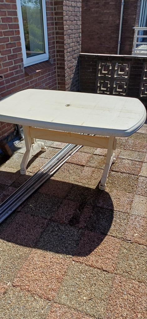 Inklapbare tuintafel van kunststof, Tuin en Terras, Tuintafels, Ophalen, Gebruikt, Rechthoekig, Kunststof
