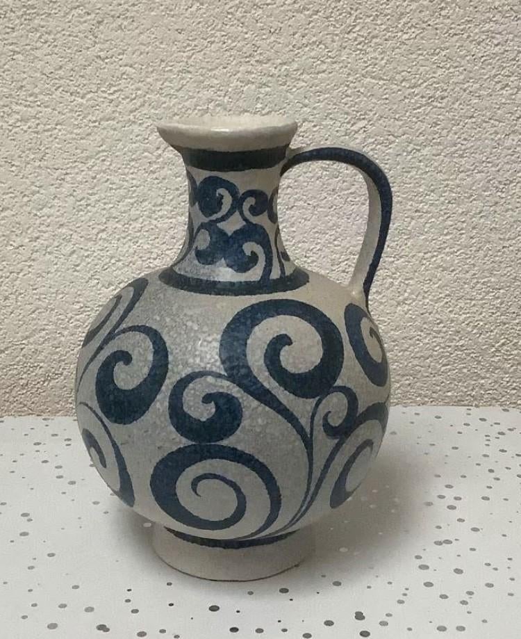 Superleuke kruik cq vaas met blauw motief, Ophalen of Verzenden, Zo goed als nieuw, Blauw