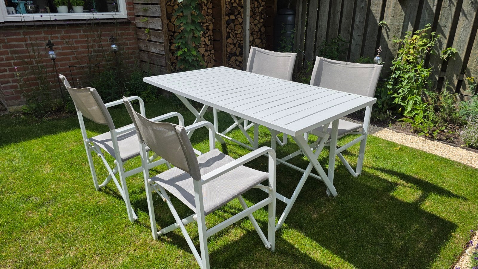 Lichtgewicht inklapbare tuinset van wit aluminium, Tuin en Terras, Tuinsets en Loungesets, Aluminium, Ophalen of Verzenden