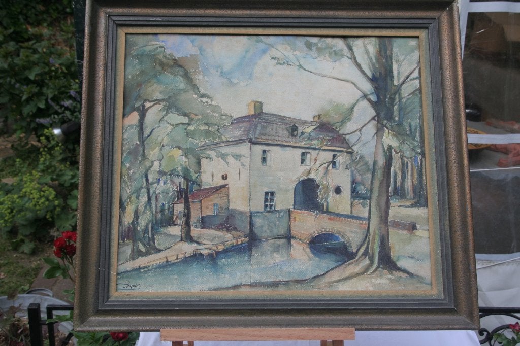 Venlose poort kasteel Holtmühle Tegelen, Antiek en Kunst, Kunst | Schilderijen | Klassiek, Ophalen