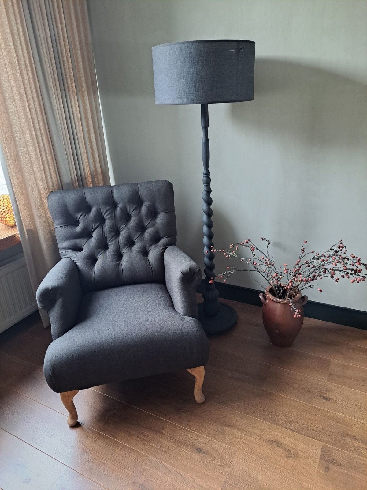 stoel,fauteuil grijs sober,landelijk, Ophalen, X, X, X