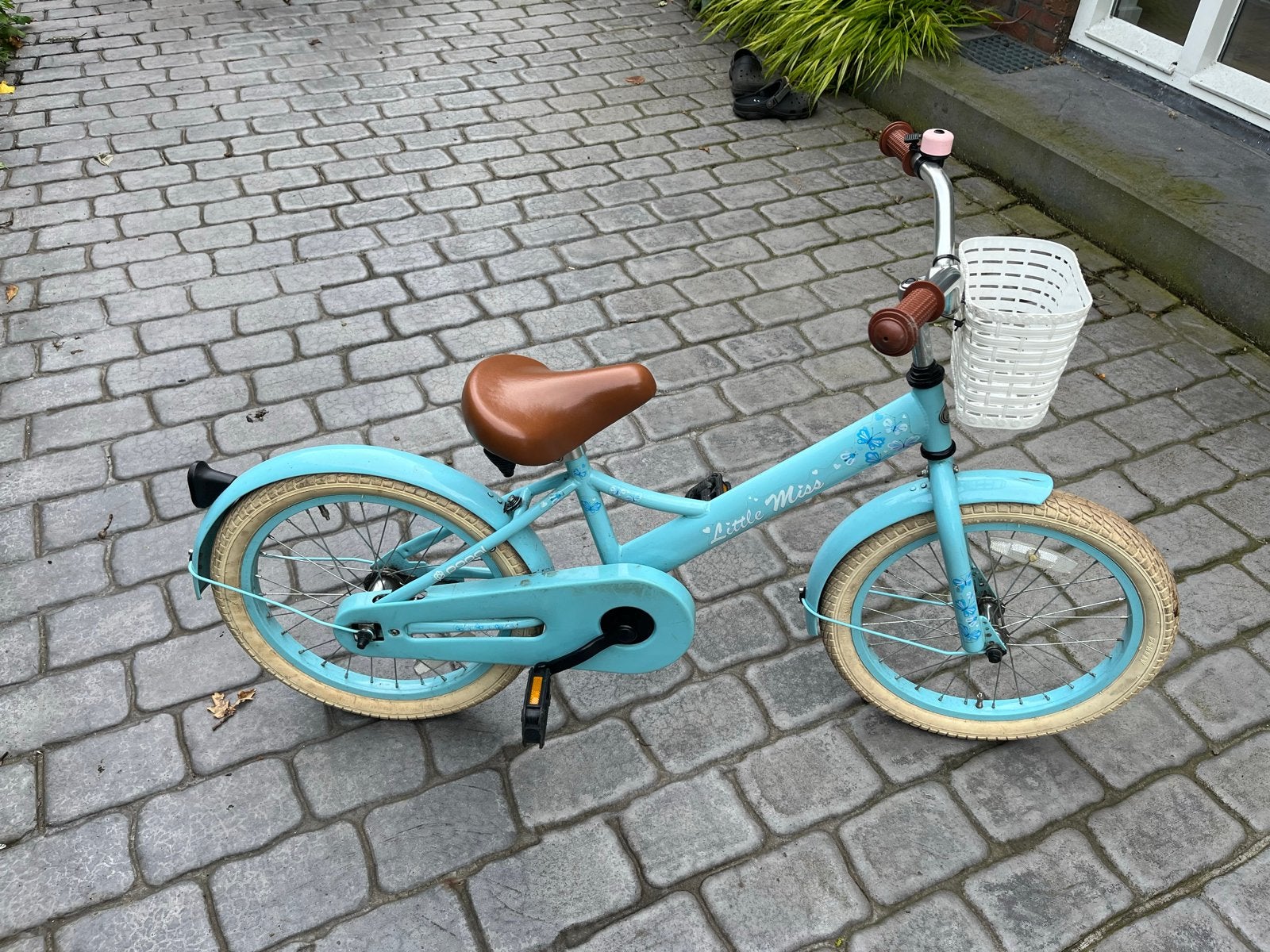 Kinderfiets 18 inch met mandje en terugtraprem, Ophalen, Gebruikt, Terugtraprem, 16 tot 20 inch