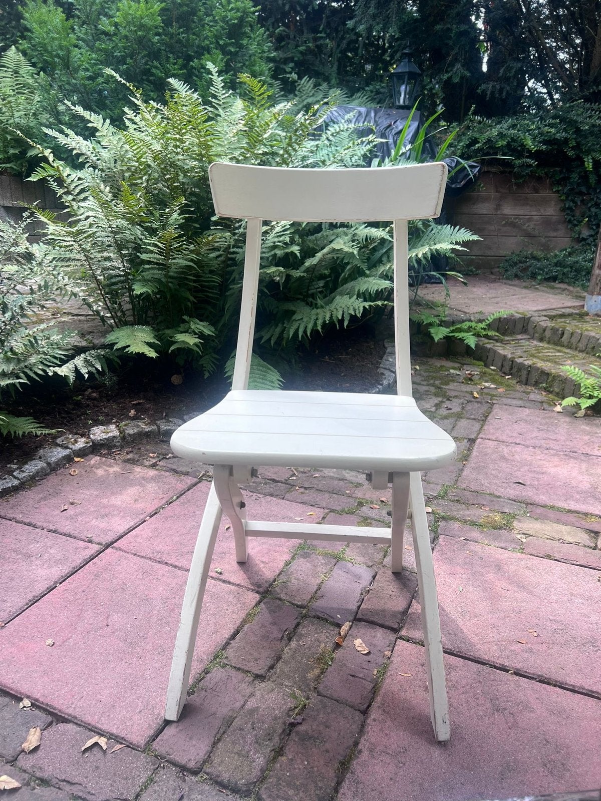 4 Houten Klapstoelen - Wit/Crème, Huis en Inrichting, Ophalen, Gebruikt, Wit, Vier