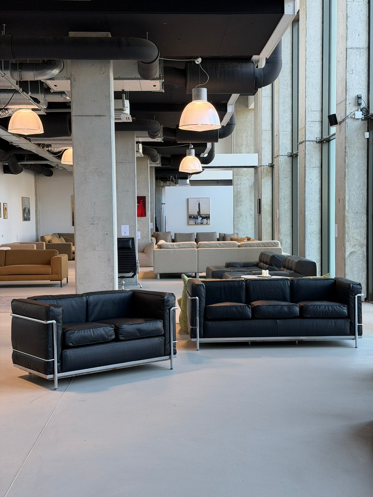 Cassina Le Corbusier LC-2 Set | Zwart leder