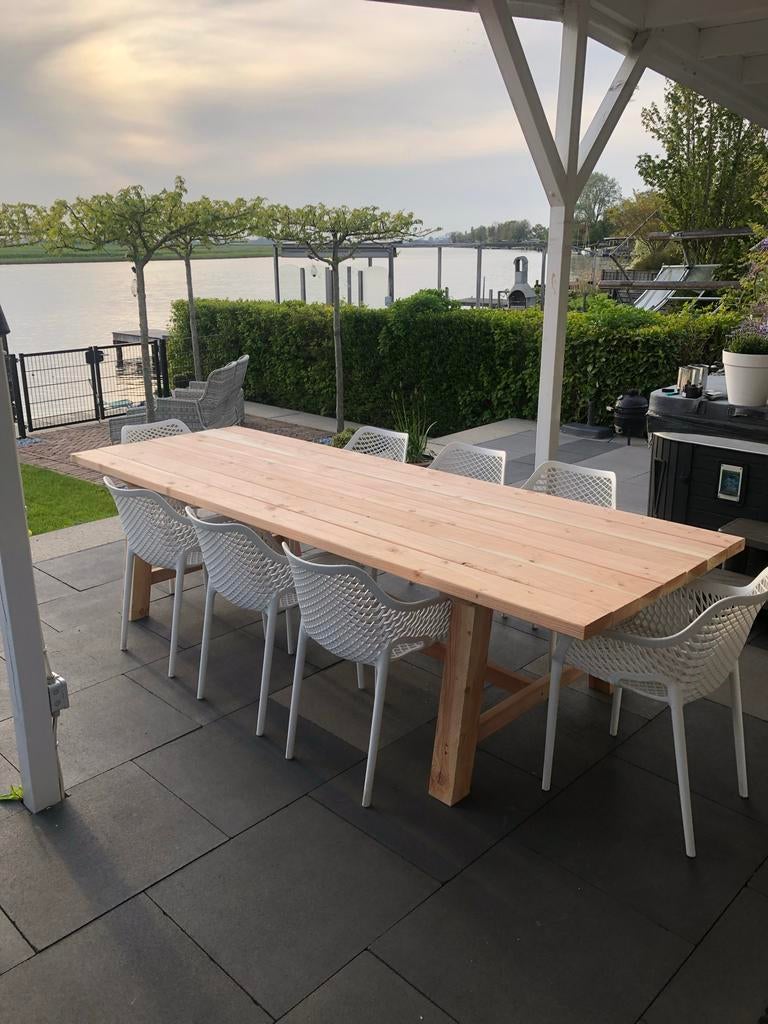 Nieuwe Douglas tuintafel met 5cm dik blad + bankje, Tuin en Terras, Ophalen of Verzenden, Nieuw, Rechthoekig, Hout