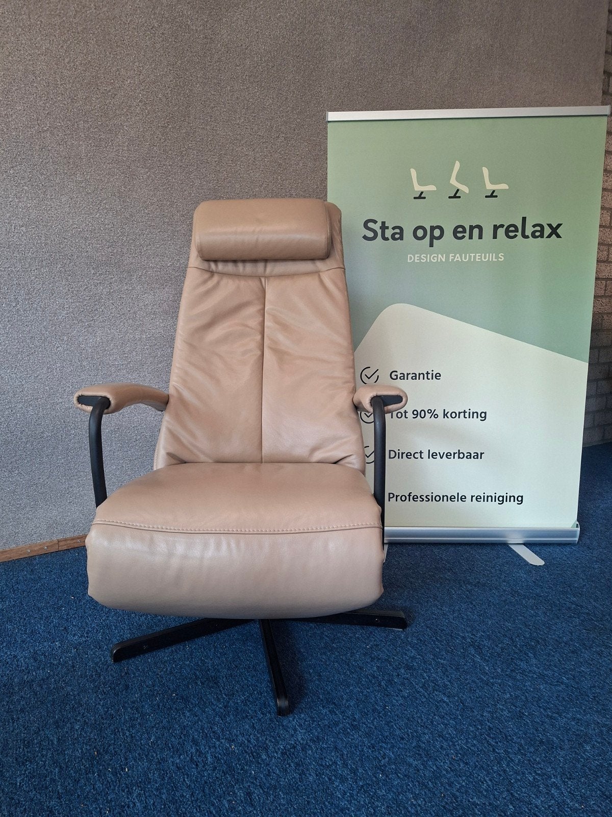 sta op relax fauteuil Prominent C102 ACCU🔋  + VERWARMING 🔥, Huis en Inrichting, Fauteuils, Ophalen, Minder dan 75 cm, Zo goed als nieuw