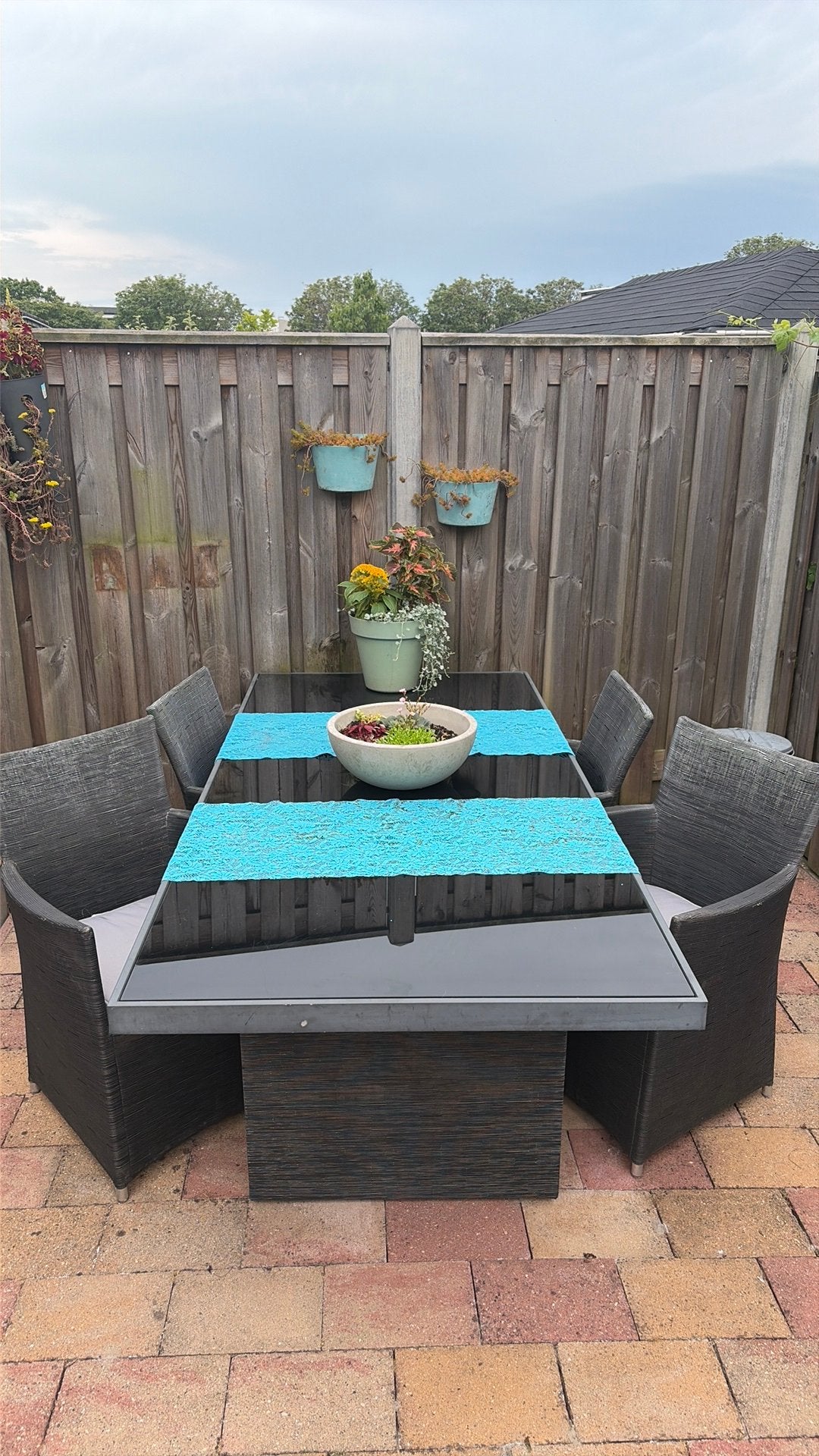Tuinset met glazen tafel en comfortabele stoelen, Ophalen, Gebruikt, Eettafel, Tuinset