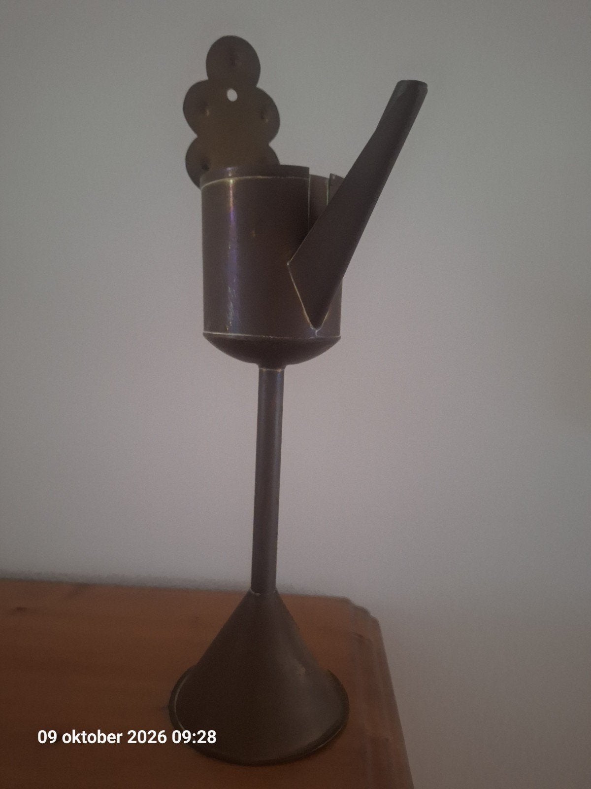 Olielamp 'snotneus' koper, Antiek en Kunst, Handgemaakt, Ophalen of Verzenden, Lamp, 35 cm