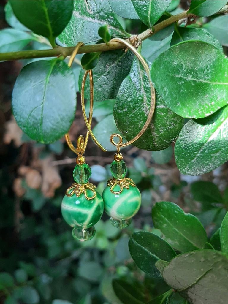 Oorbellen Toffee Apple agaat-kristalglas facet goud, Ophalen, Nieuw