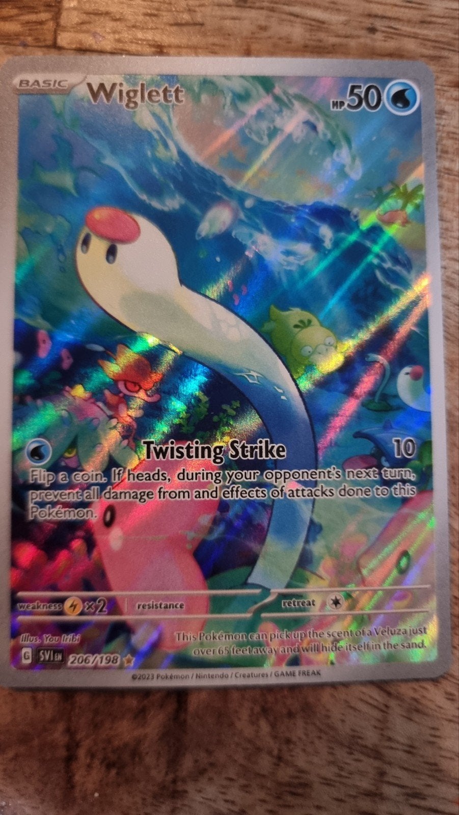 Wiglett Pokémon Kaart SVI EN 206/198 - Full Art Foil, Ophalen of Verzenden, Zo goed als nieuw, Losse kaart, Foil