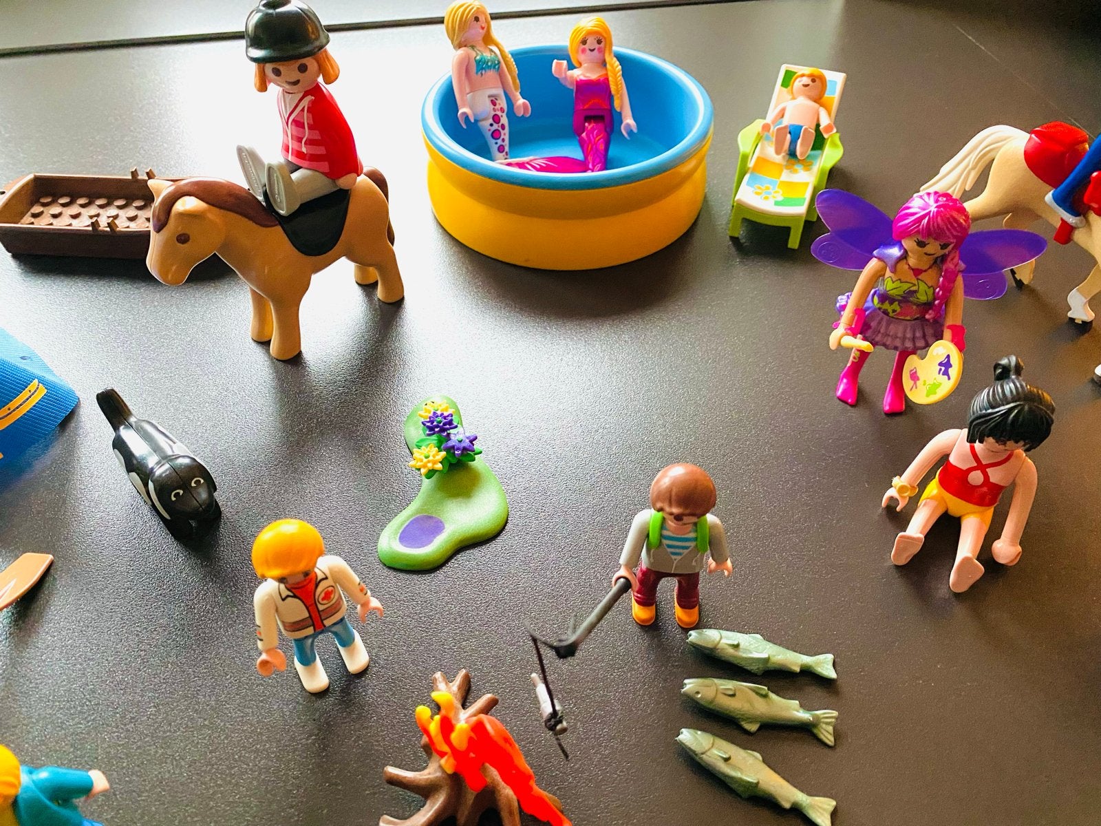 Veel Playmobil! Kampvuur, vissen&kano&zwembad&dieren&unicorn, Ophalen, Gebruikt, Jongen of Meisje