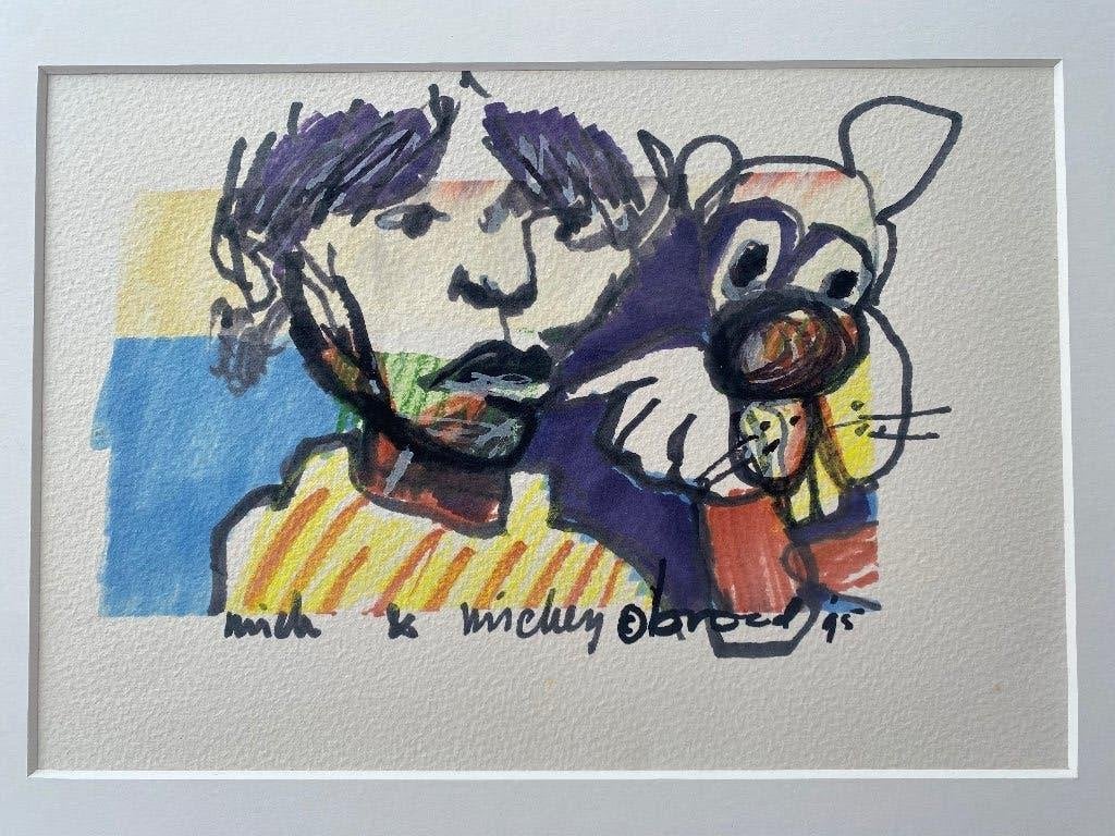 Herman Brood tekening 1995, Portret en Figuren, Ophalen of Verzenden, Overige techniek, Gesigneerd