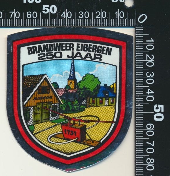Sticker: Brandweer Eibergen - 250 Jaar, Ophalen of Verzenden, Zo goed als nieuw, Bedrijf of Vereniging