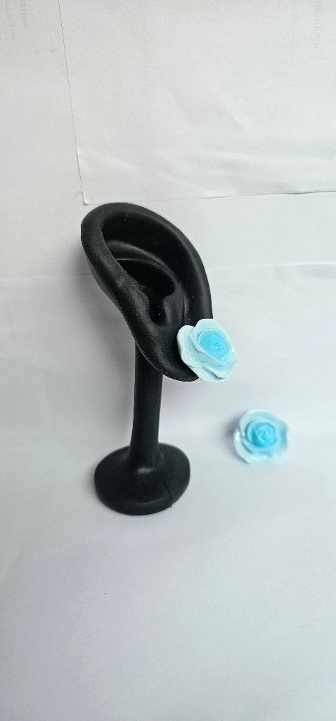 blauw rose bloemen oorbellen, Overige materialen, Blauw, Nieuw, Ophalen of Verzenden