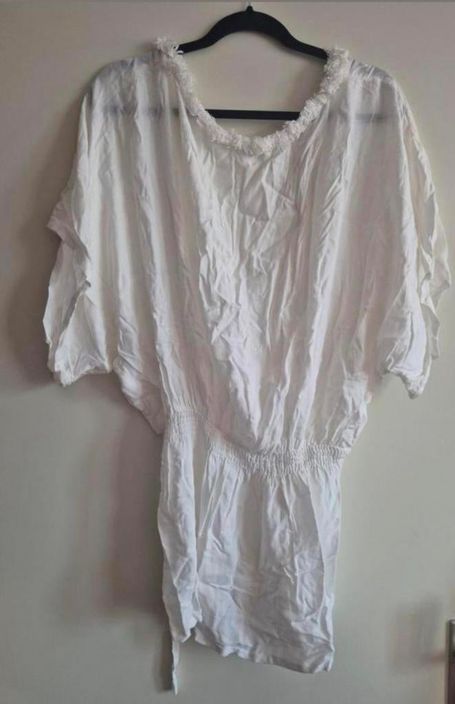Witte tuniek/blouse met elastische taille, Maat 38/40 (M), Wendy, Wit, Nieuw