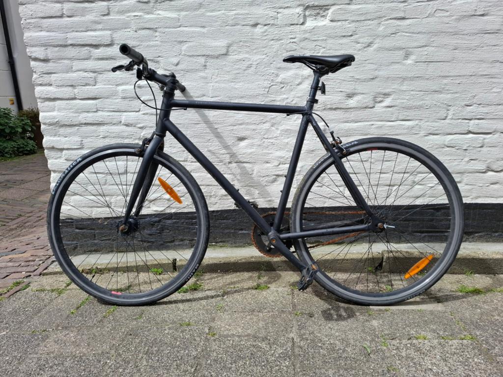 Zwarte Fixie fiets - Opknapper, ketting en schoonmaak nodig, Ophalen, Gebruikt, Velgrem, Overige merken