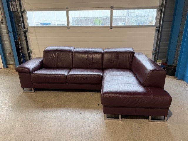 ROM hoekbank Deimos paars vol leder ROKERSBANK 260cm x 165cm, Huis en Inrichting, Banken | Bankstellen, Gebruikt, Hoekbank, Vierpersoons of meer
