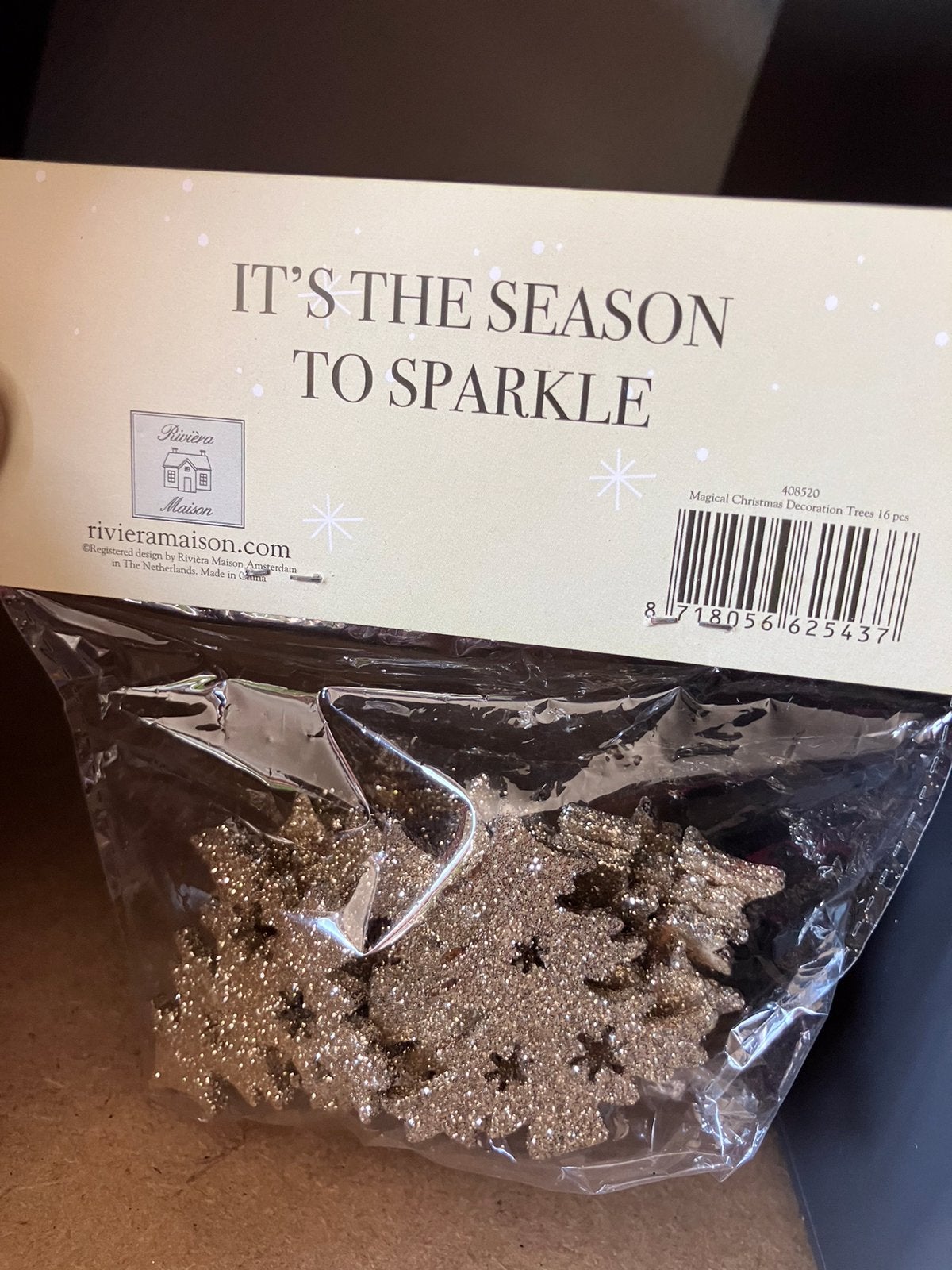 Nieuw=Rivièra maison decoratie kerst=kerstboompjes goud, Ophalen of Verzenden, Nieuw