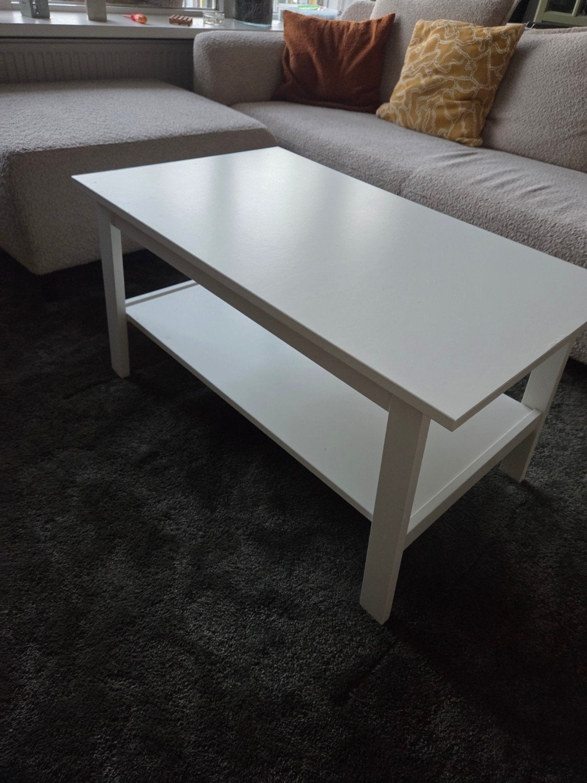 Witte salontafel met opbergplank LUNNARP IKEA, Ophalen, Gebruikt, 100 tot 150 cm, 50 tot 100 cm