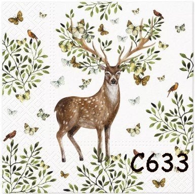 Servetten decoupage/bullet journal – hert C633, Verzenden, Nieuw