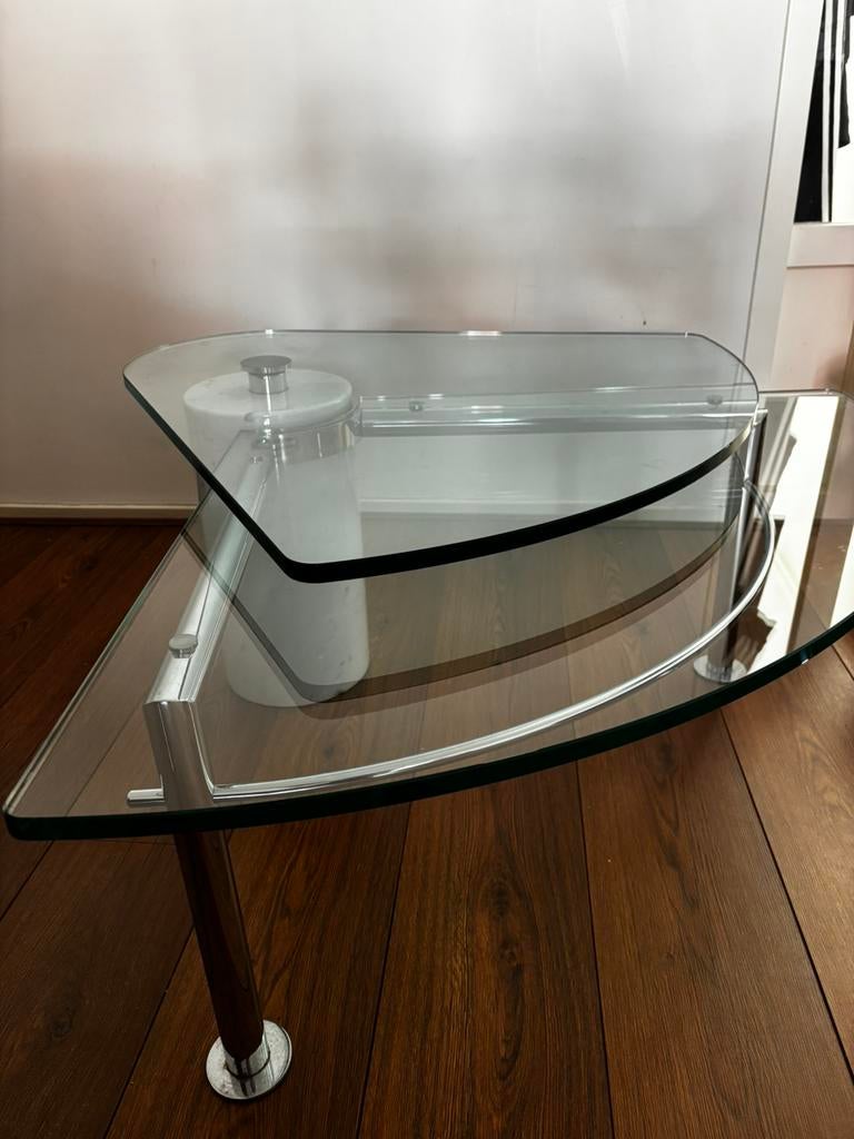 Marble glass table, Ophalen, 50 tot 100 cm, Zo goed als nieuw, Minder dan 50 cm