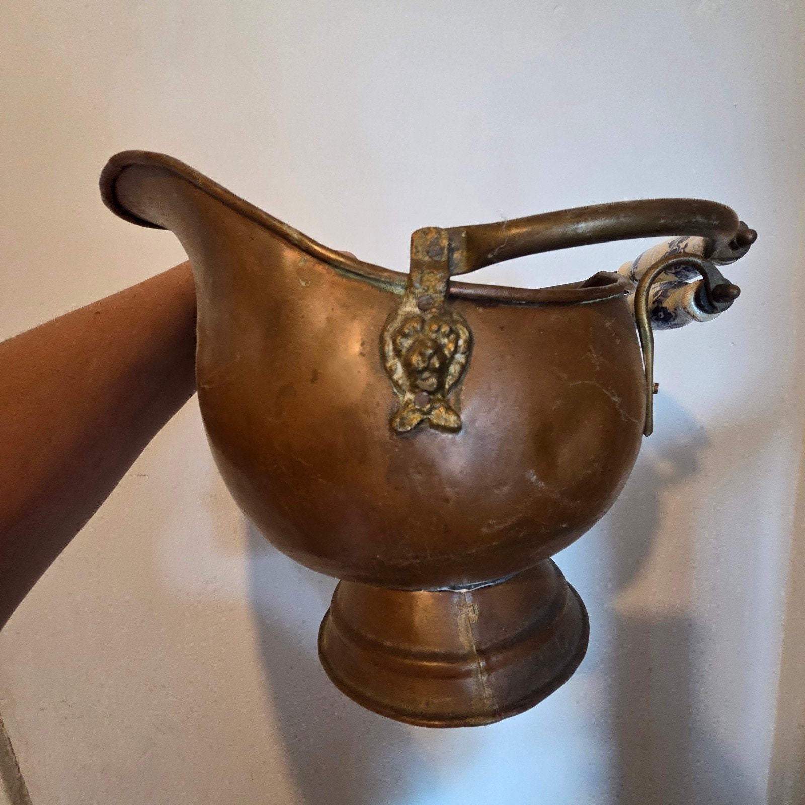 Antieke koperen kolenkit set, Antiek en Kunst, Ophalen of Verzenden, Koper